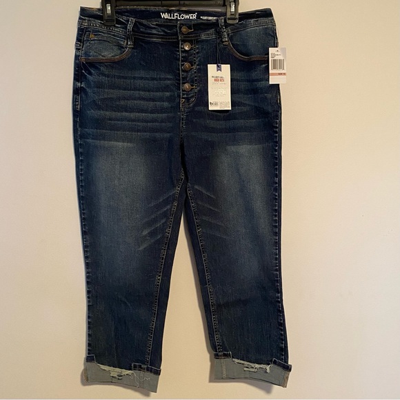 Wallflower Pants - WallFlower Women's Flirty Curvy Crop High-Rise Insta Stretch Size 15 Denim NWT